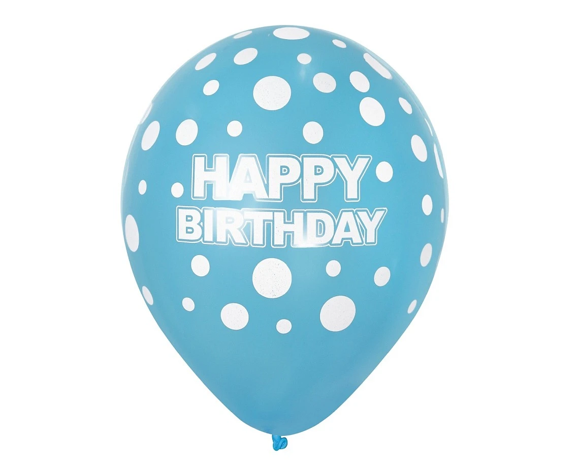 Balony B&C 12", "Happy Birthday", niebieskie, 10szt.